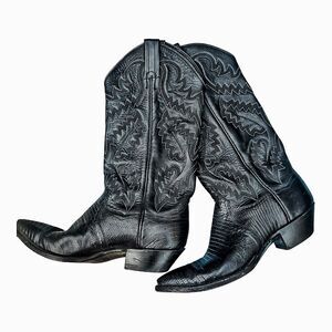 Women’s Panhandle Slim Vintage Black Leather Cowboy Boots Size 6B